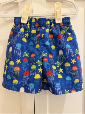Florence Eiseman Blue Jellyfish Lined Swim Trunks 2T